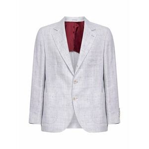 Brunello Cucinelli Men Pearl Grey Houndstooth Deconstructed Jacket